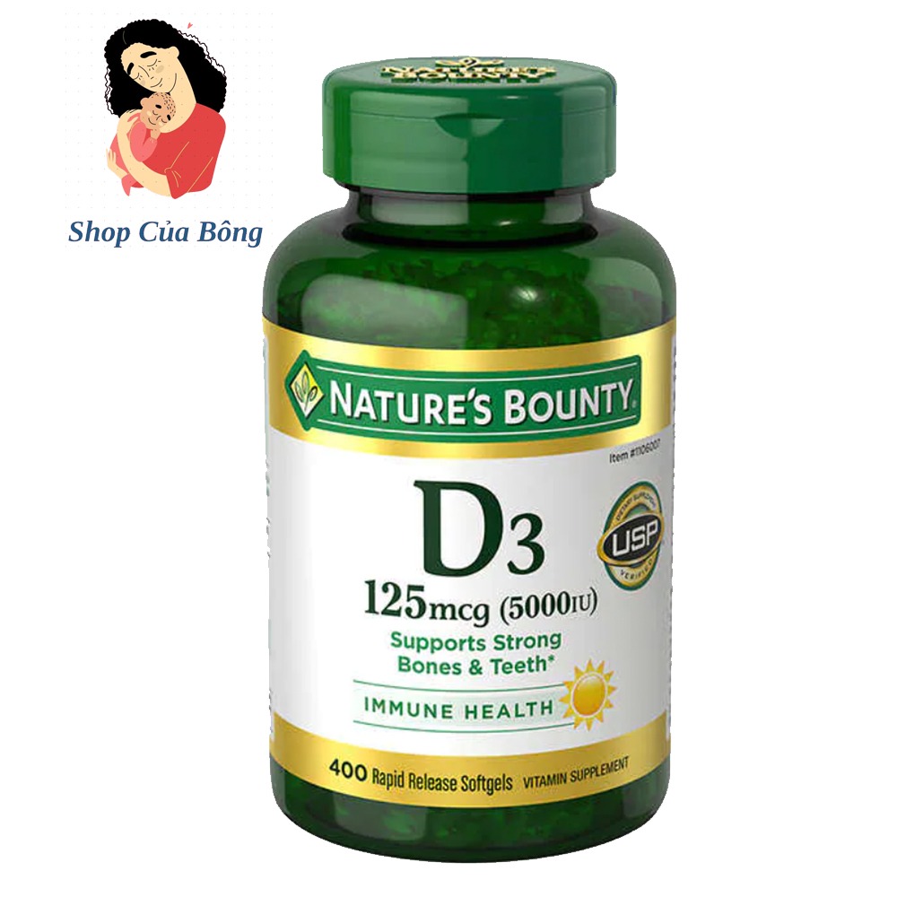 VIÊN UỐNG BỔ SUNG VITAMIN D3 NATURE’S BOUNTY VITAMIN D3 125 MCG (5000IU)